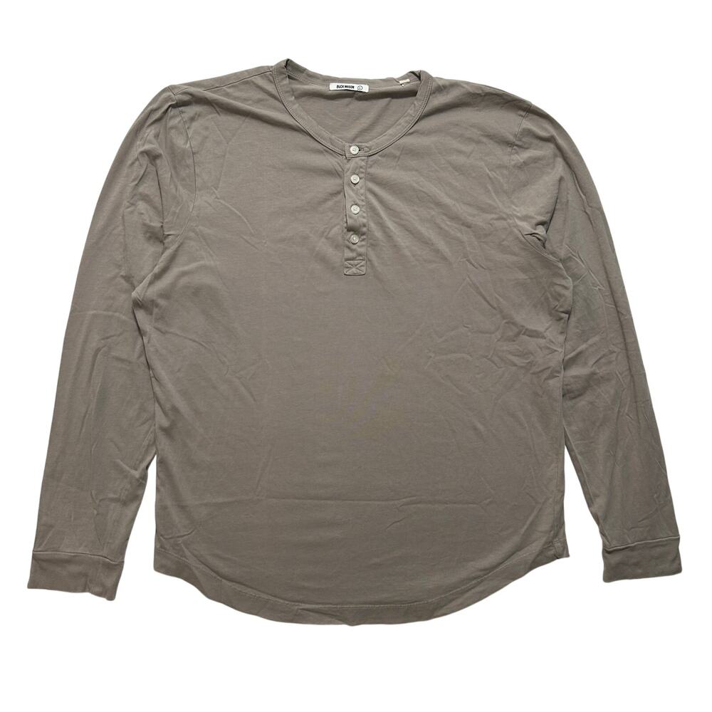 Buck Mason Long Sleeve Henley Shirt Men's L Green